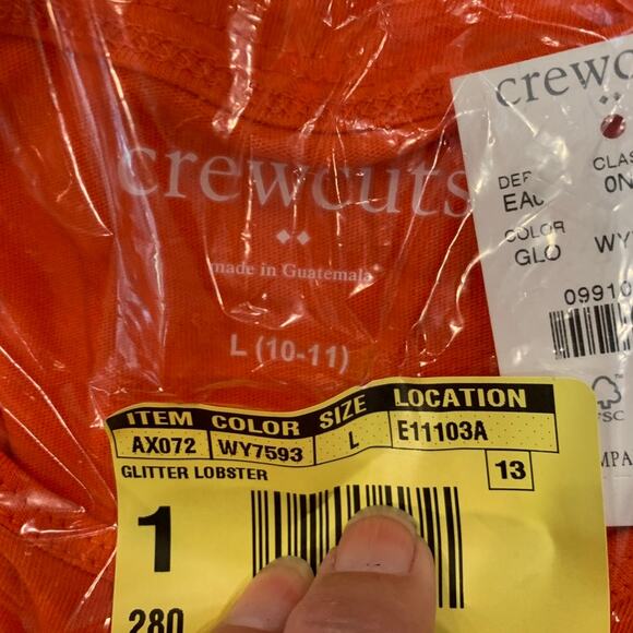 NWT J Crew Girls' Orange & Glitter Pink Lobster Graphic Tank Top - Picture 4 of 7